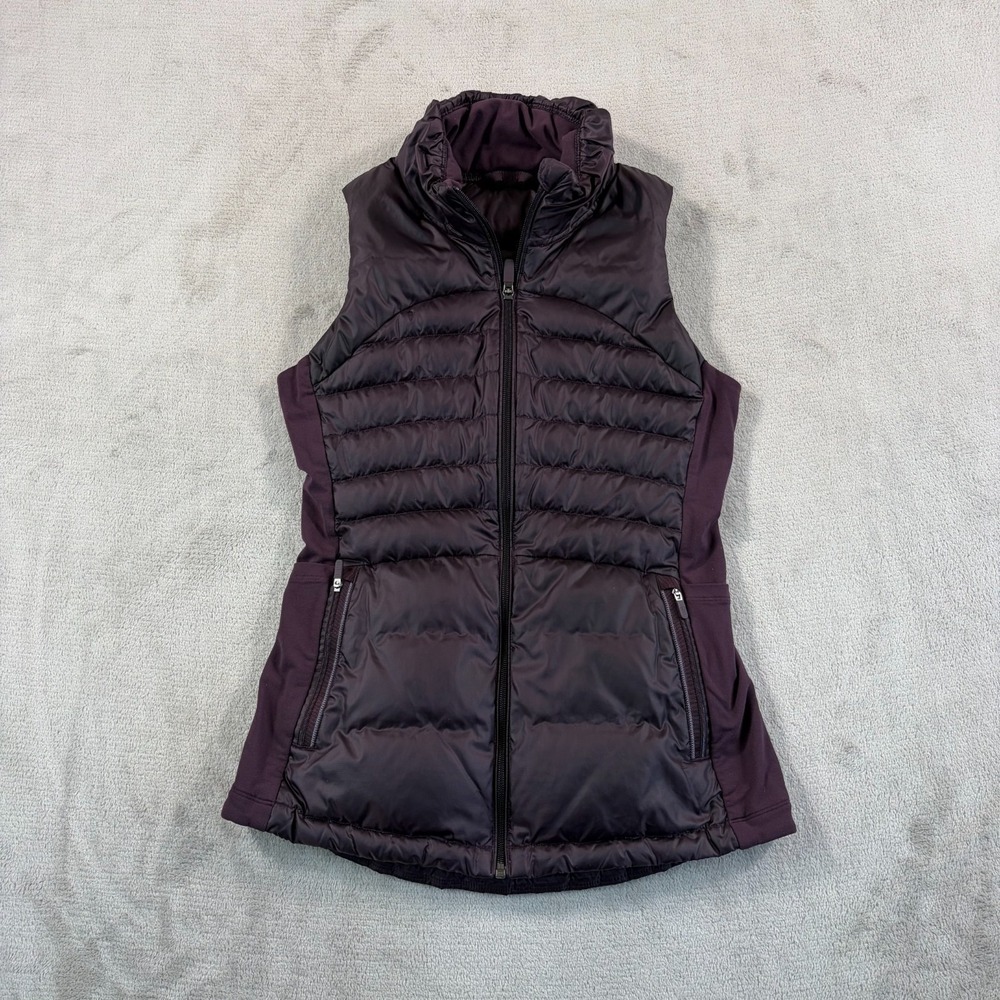 Lululemon Down For It All Vest‎ Women 6 Plum Puffer Goose Down Pockets